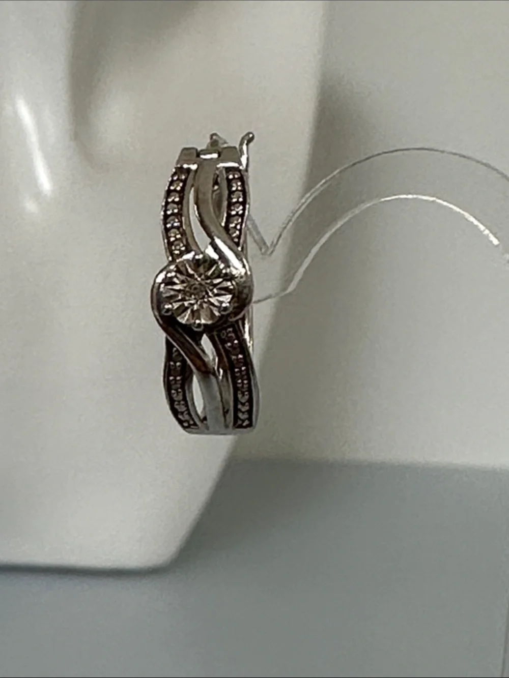 925 Diamond Silver with Center Diamond Earrings​